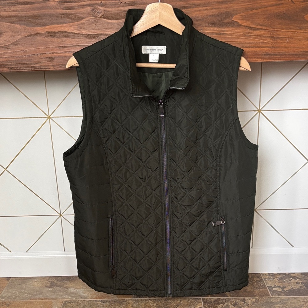 Christopher & Banks Quilted Olive Vest